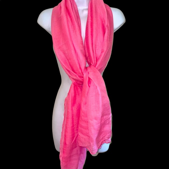 HOT PINK LONG COTTON SCARF BY THE FLAWSOME WOMAN - Picture 4 of 4